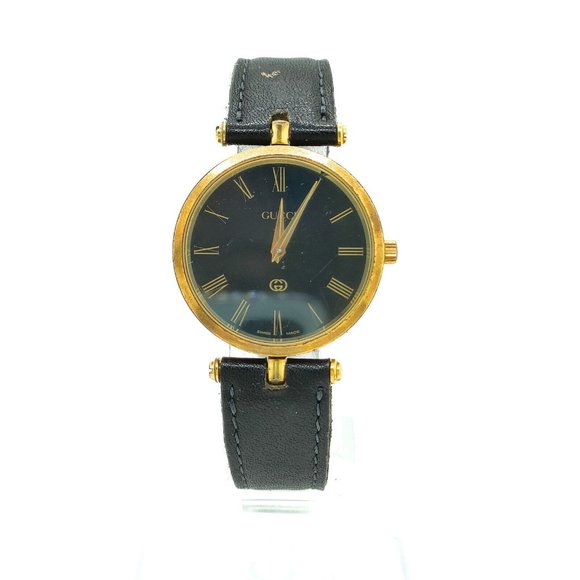 Gucci 2040M Men's Watch 30mm Quartz Round Black Dial swiss made running MC63 - Picture 1 of 9
